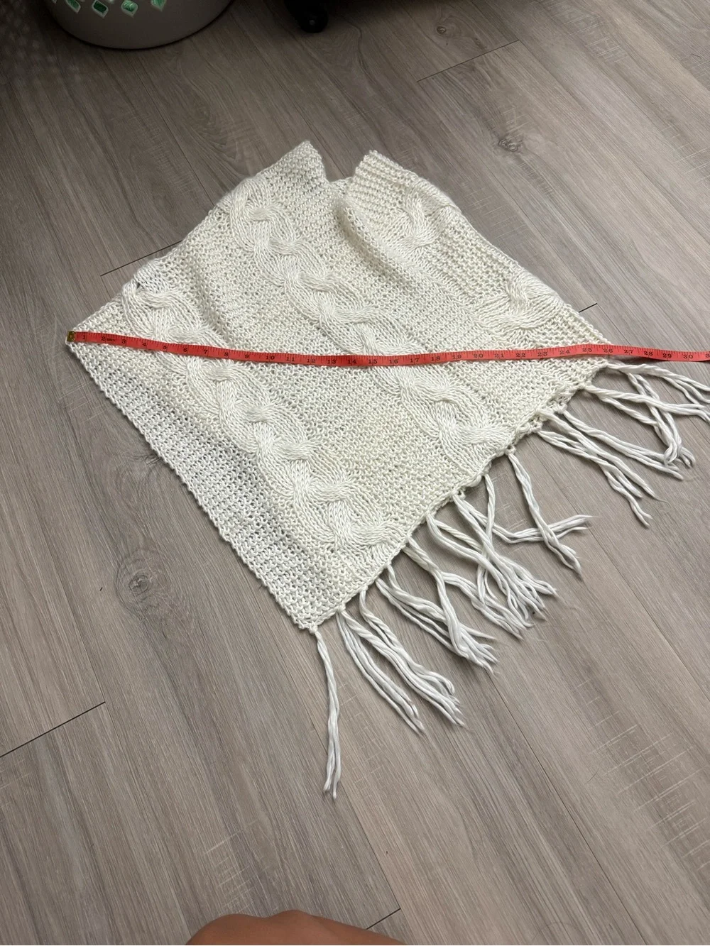 BCBGMaxAzria Cream Cable Knit Fringe Poncho